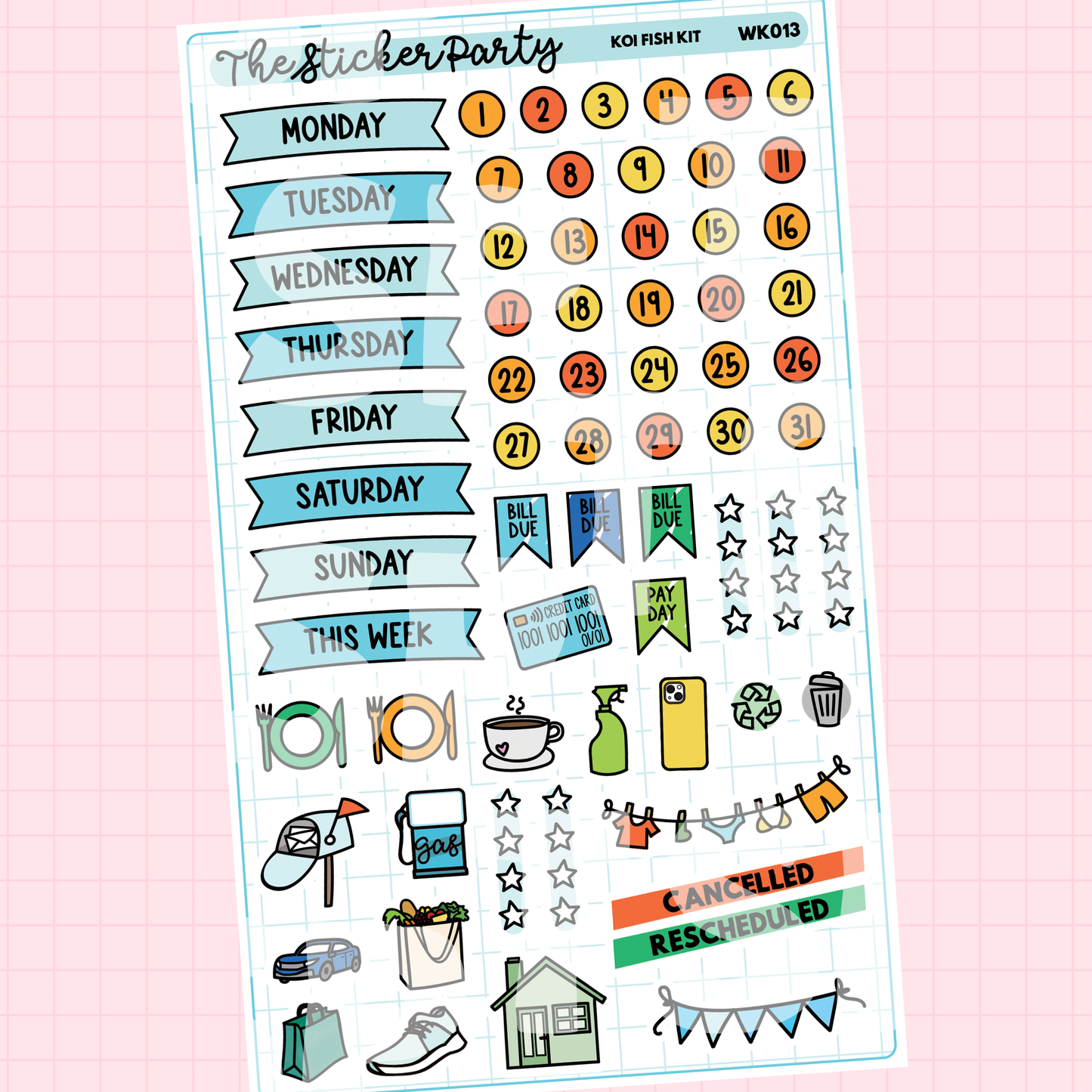 Koi Fish Weekly Sticker Kit