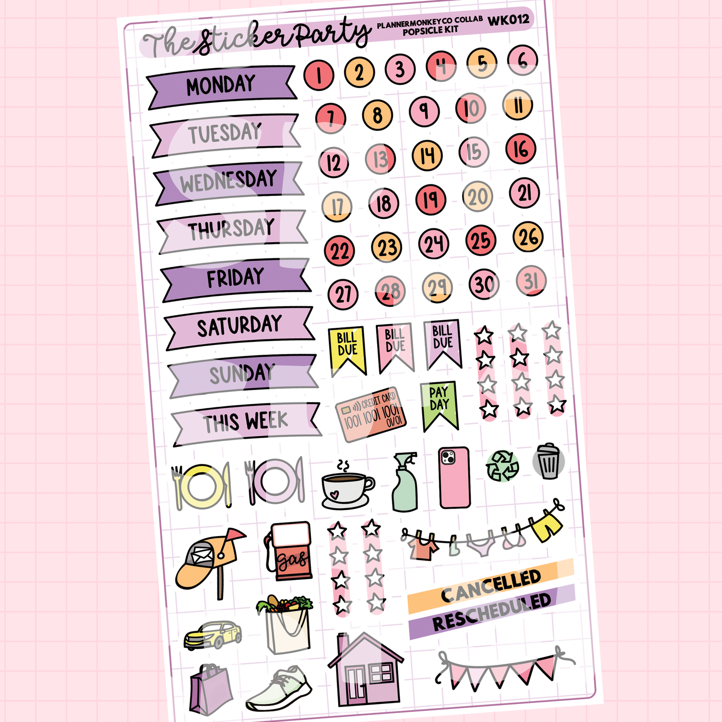 Popsicles Weekly Sticker Kit | Plannermonkeyco Collab