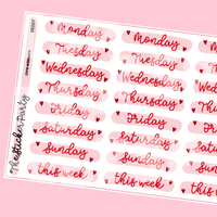 Cutie Heart Weekdays Planner Stickers