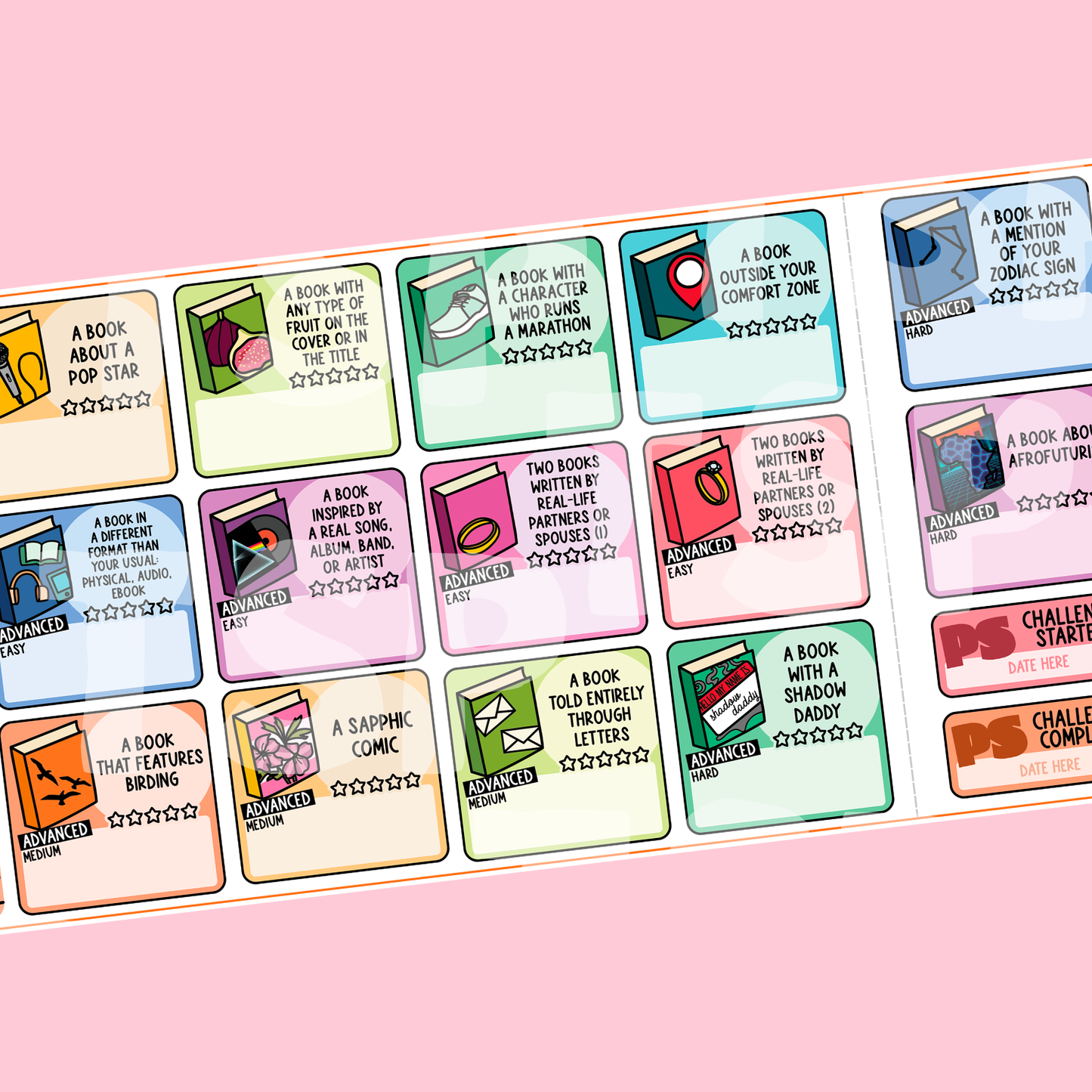 2026 Pop Sugar Reading Challenge Planner Stickers
