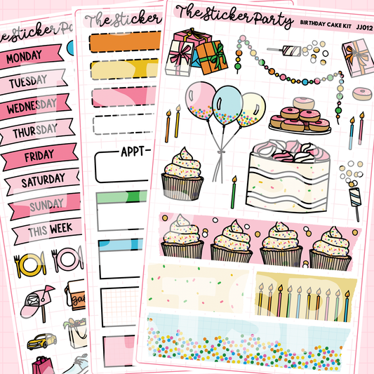 Birthday Cake Weekly Sticker Kit