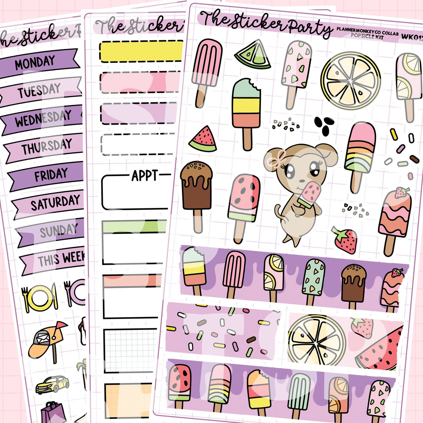 Popsicles Weekly Sticker Kit | Plannermonkeyco Collab