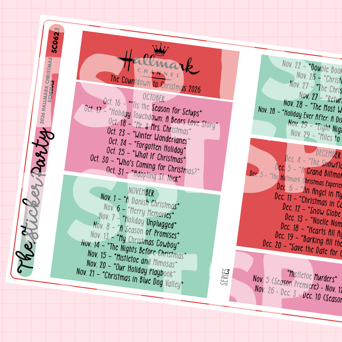 2026 H*llmark Christmas Movie SCHEDULE Planner Stickers