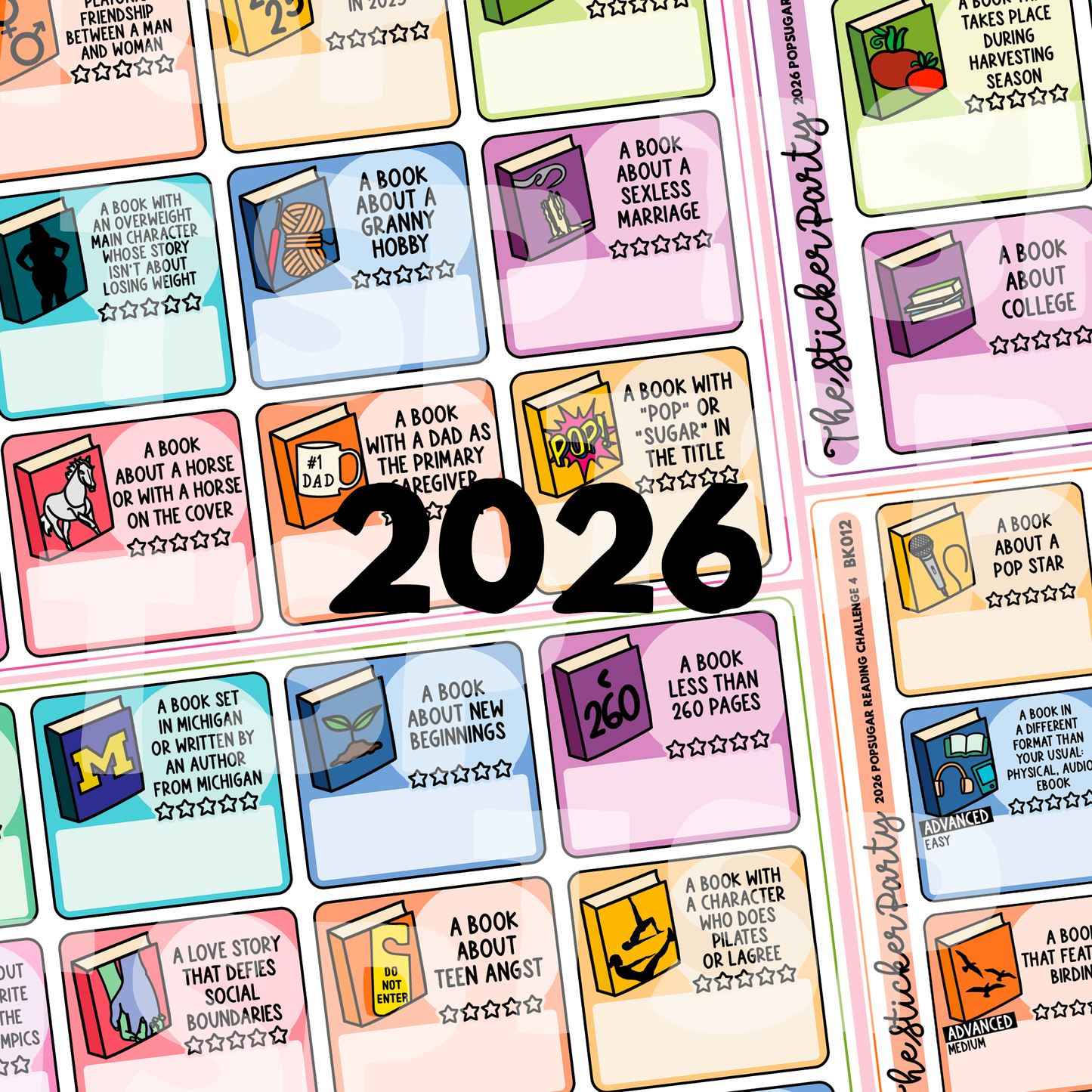 2026 Pop Sugar Reading Challenge Planner Stickers