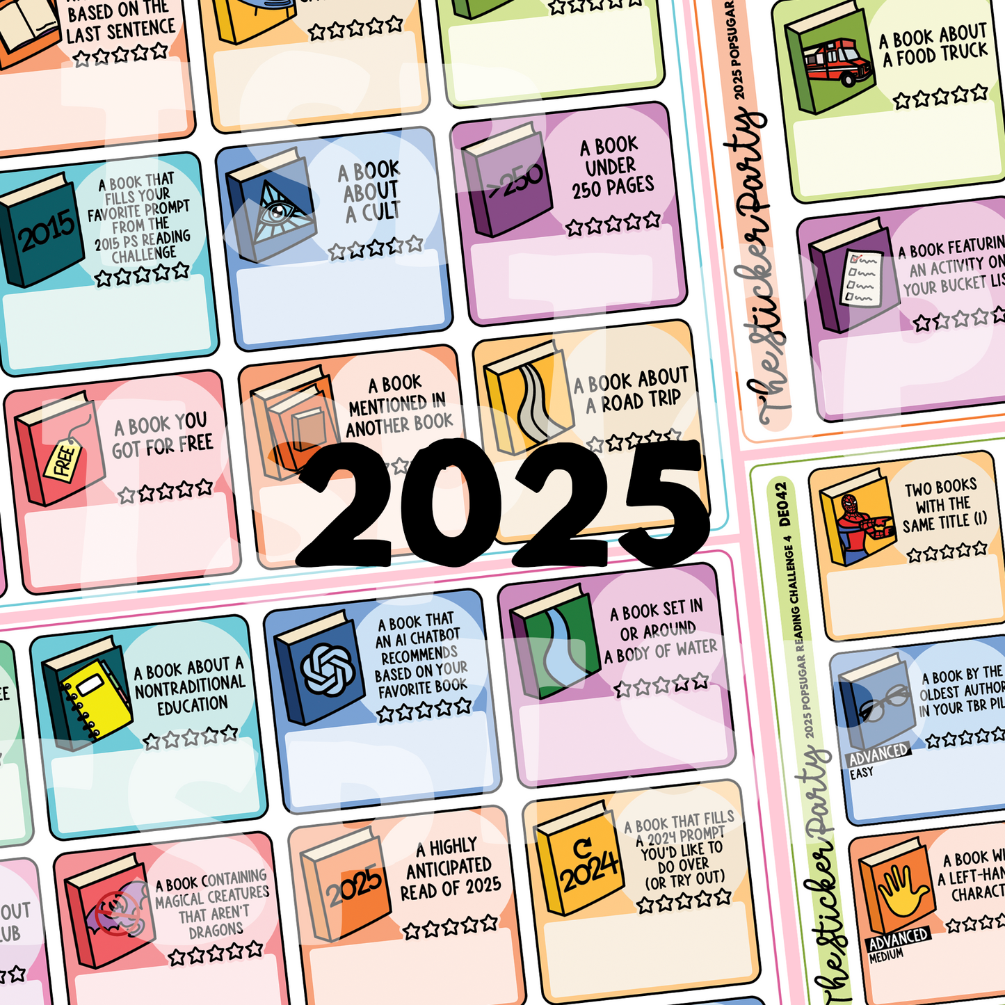 2025 Pop Sugar Reading Challenge Planner Stickers