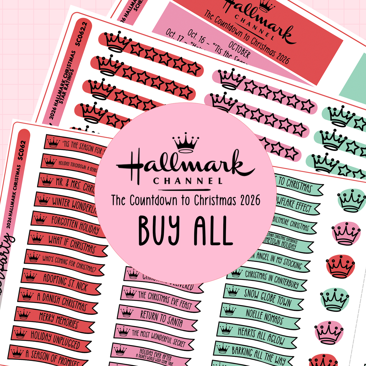 BUY ALL 2026 H*llmark Christmas Movies Planner Sticker Bundle