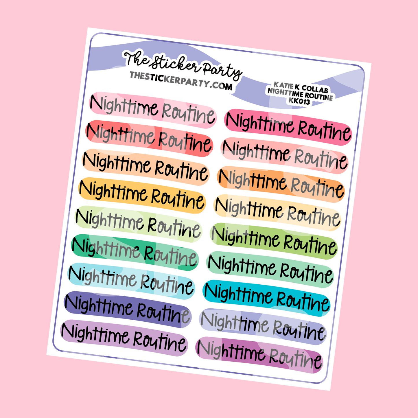 Katie K Collab Nighttime Routine Planner Stickers
