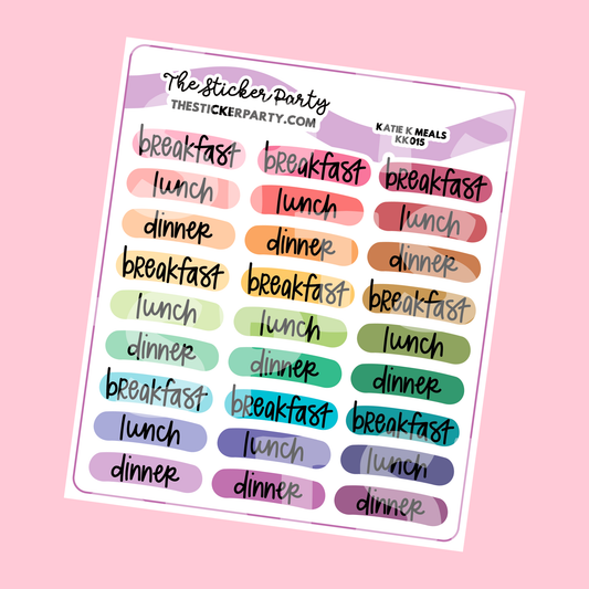 Katie K Collab Rainbow Meals Planner Stickers