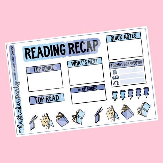 Blue Reading Recap Planner Stickers