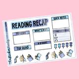 Blue Reading Recap Planner Stickers