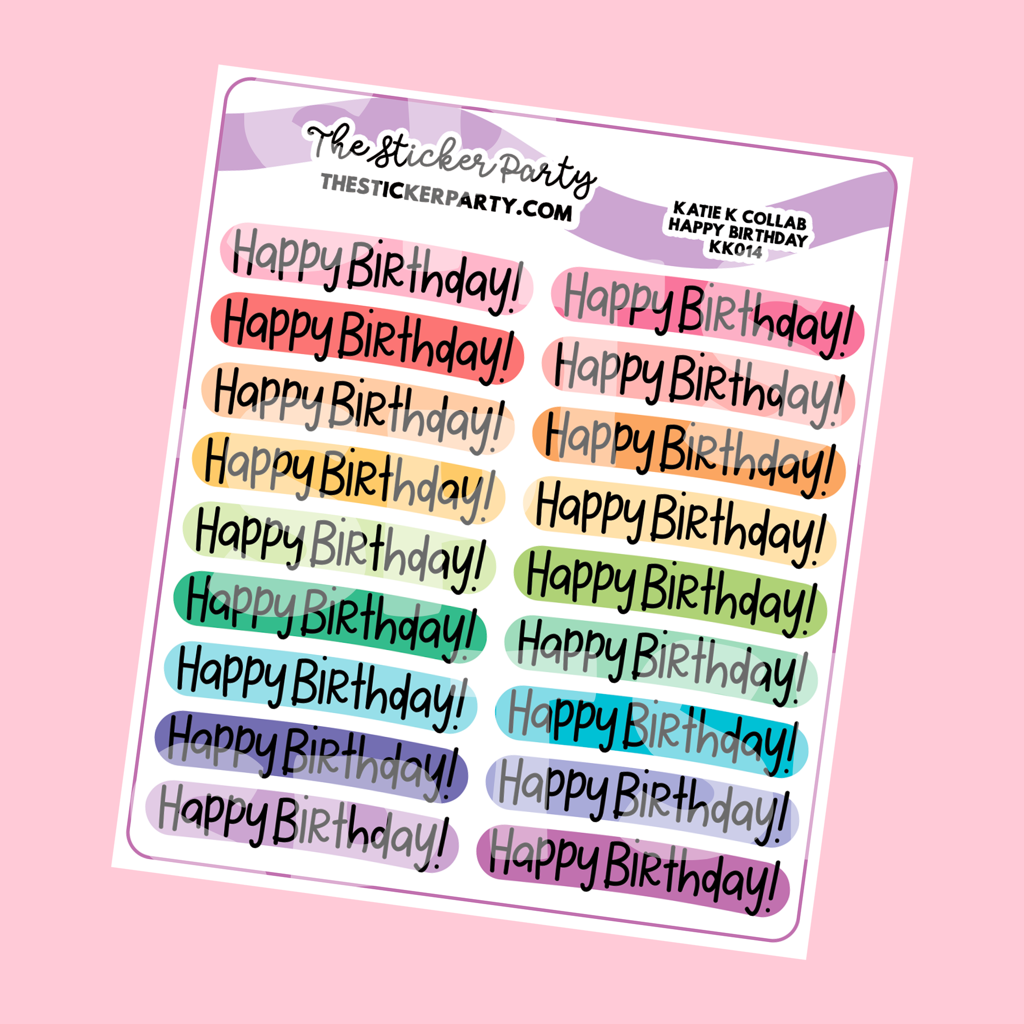 Katie K Collab Rainbow HAPPY BIRTHDAY Planner Stickers – The Sticker Party