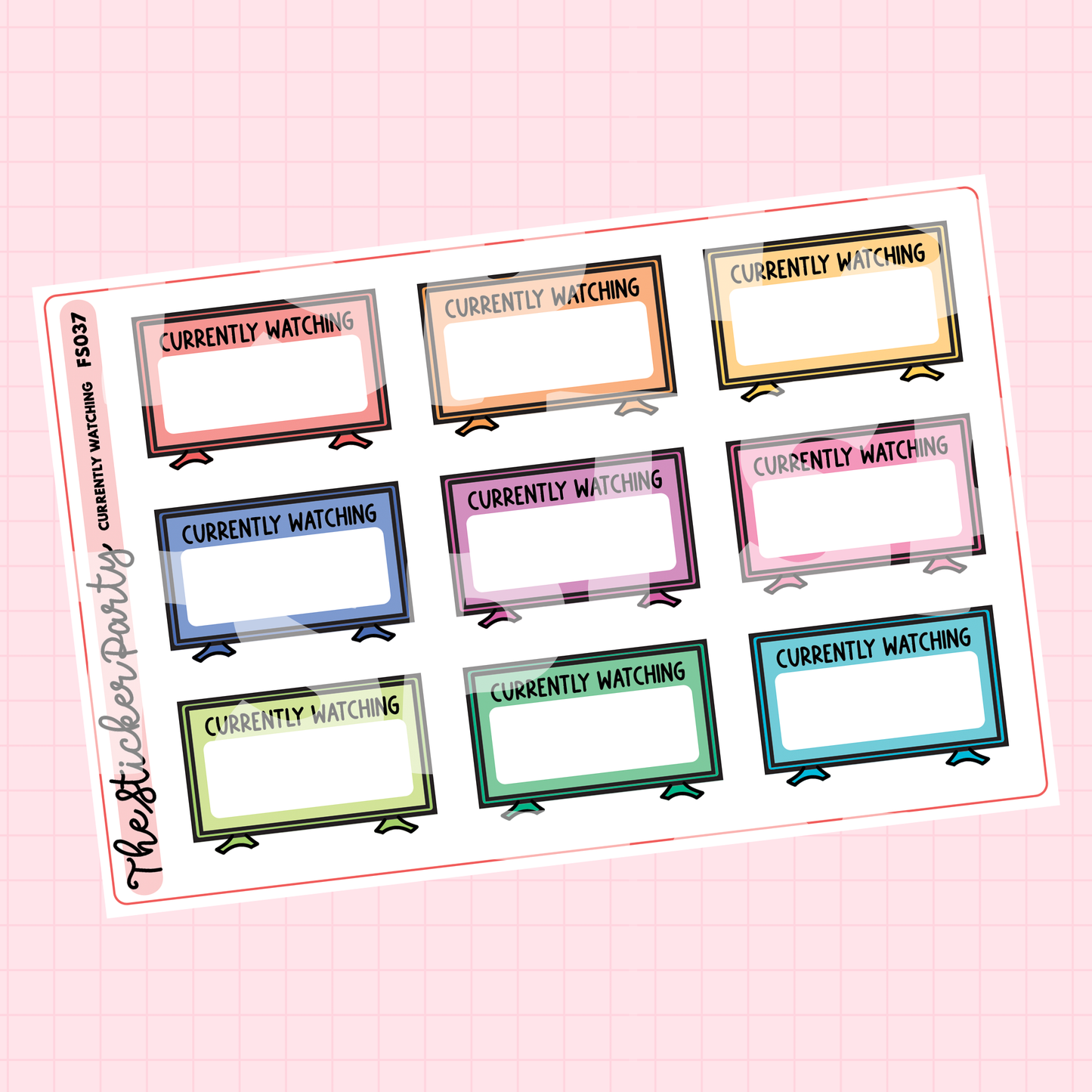 Currently Watching Planner Stickers | TV Show Tracker Stickers for Planners & Bullet Journals