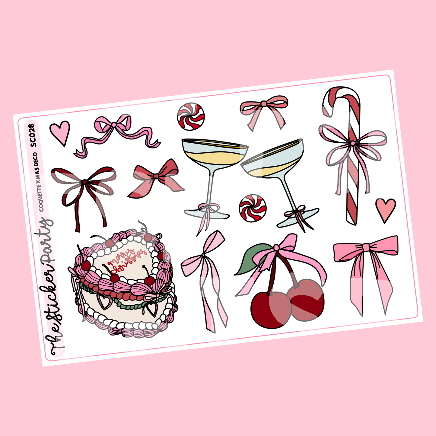 Coquette Christmas Deco Planner Stickers