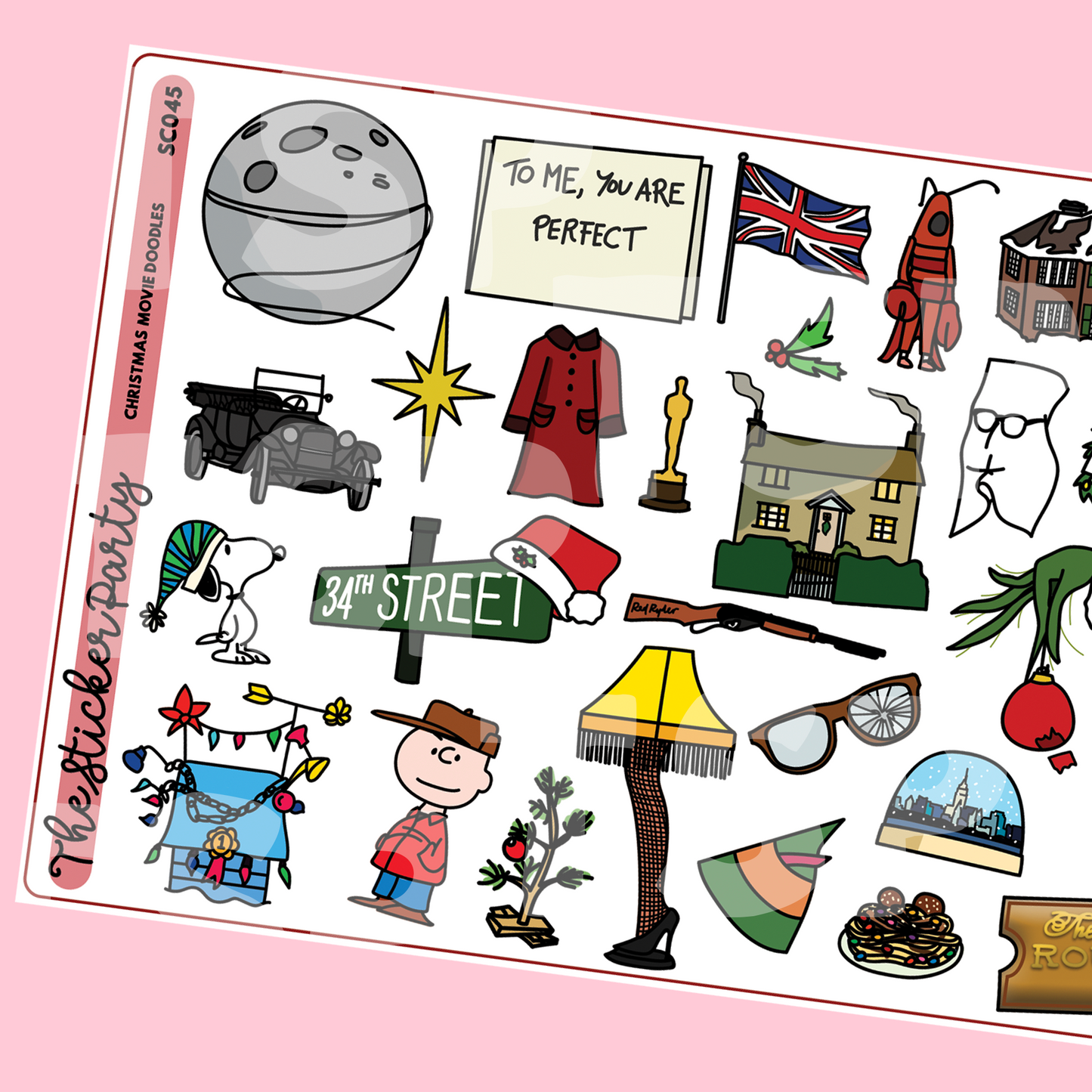 Christmas Movie Doodles Planner Stickers