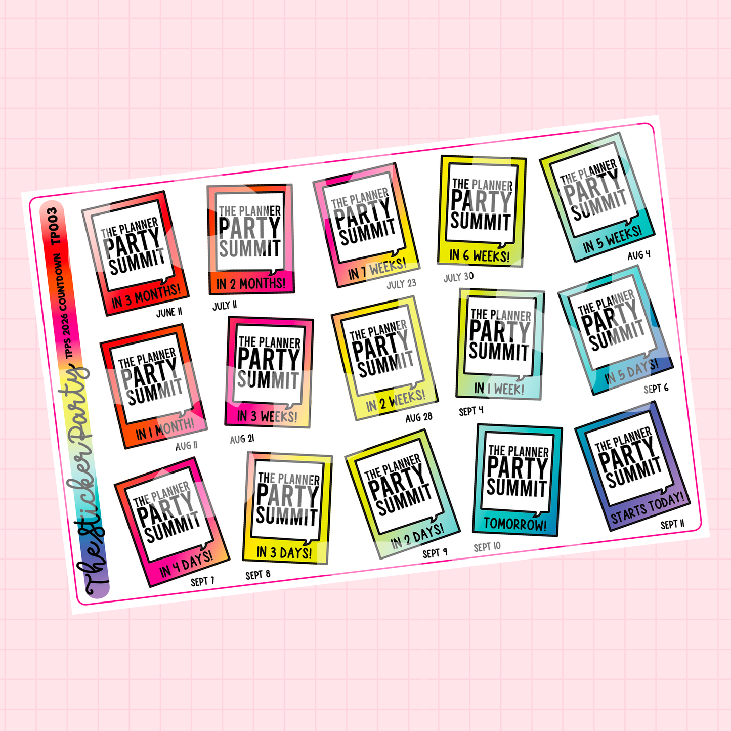 TPPS 2026 COUNTDOWN Sticker Sheet | The Planner Party Summit