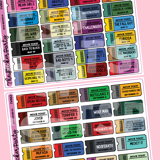 2024 Movies Planner Stickers