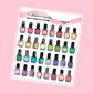 Nail Polish Planner Stickers | Manicure Pedicure Manipedi Planner Stickers