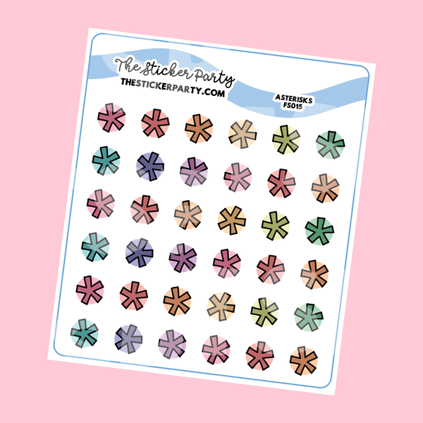 Rainbow Asterisk Planner Stickers