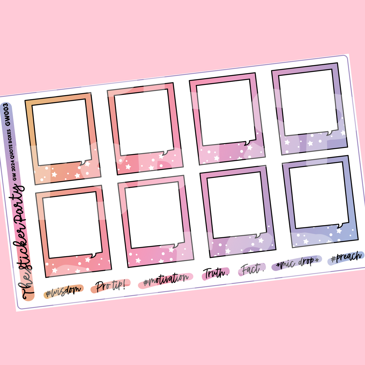 GO Wild 2024 QUOTE BOXES Sticker Sheet | GO Wild 2024 Dallas GW 2024