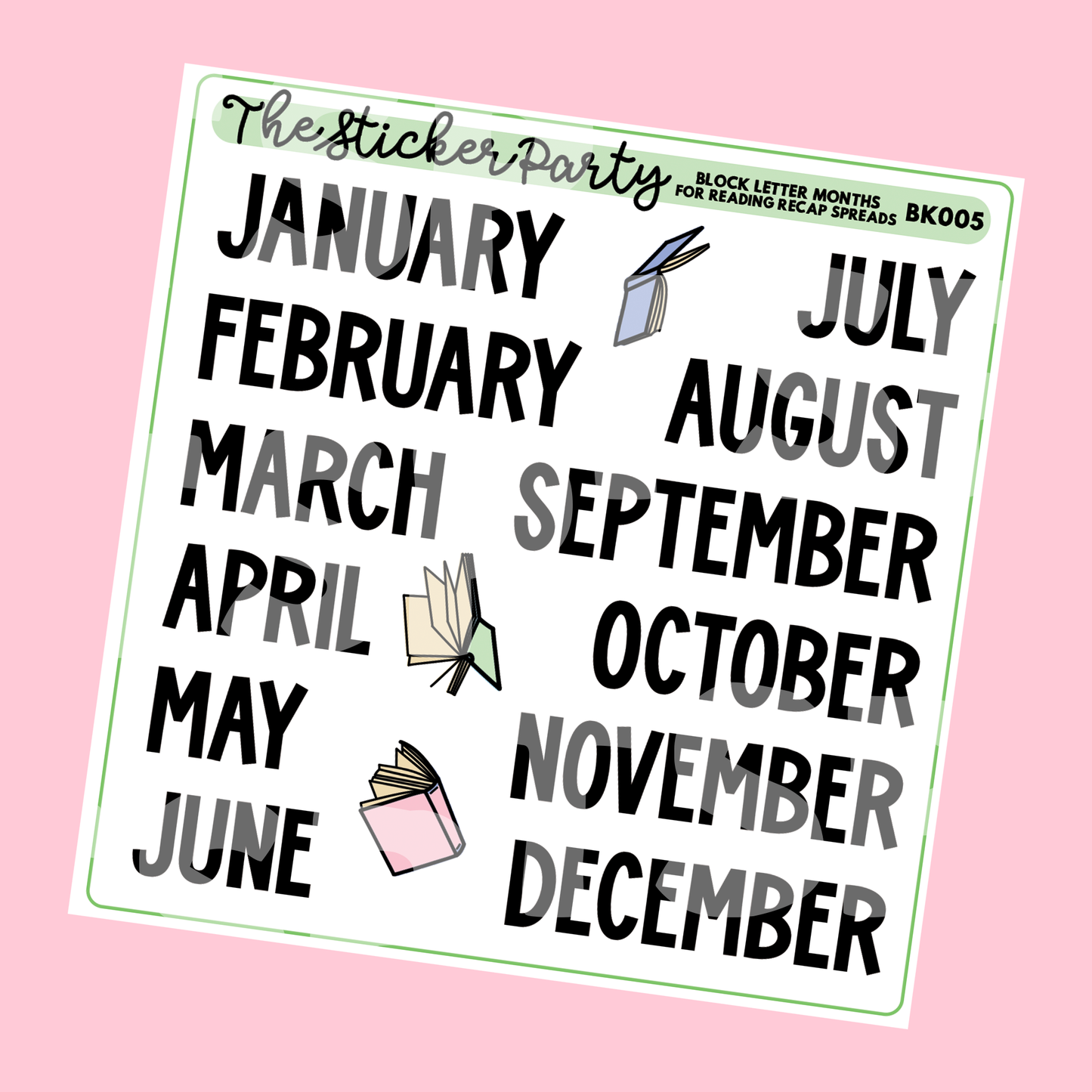 Reading Recap MONTHS Planner Stickers