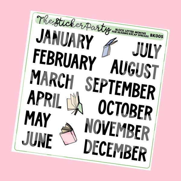 Reading Recap MONTHS Planner Stickers