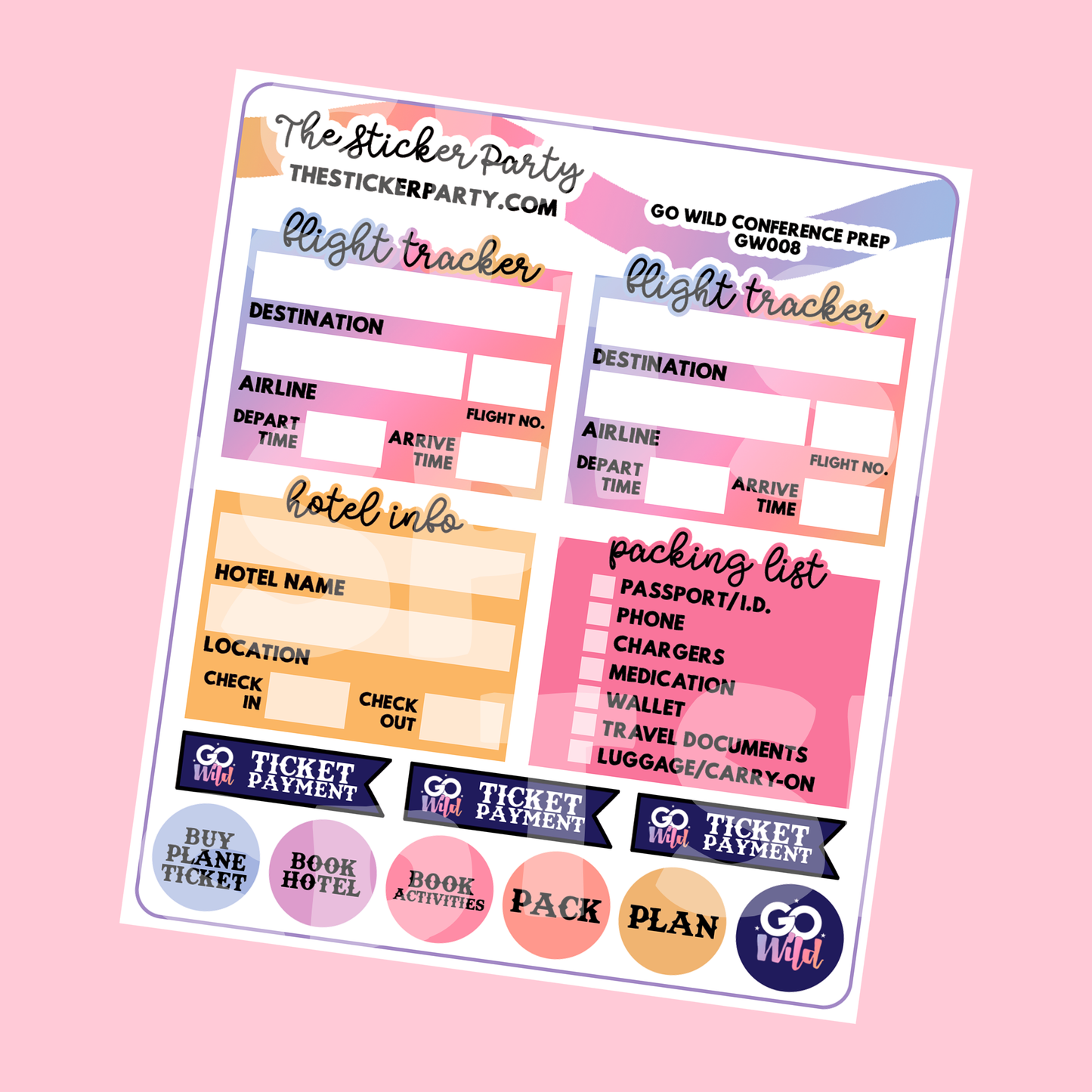GO Wild 2024 CONFERENCE PREP Sticker Sheet | GO Wild 2024 Dallas GW 2024