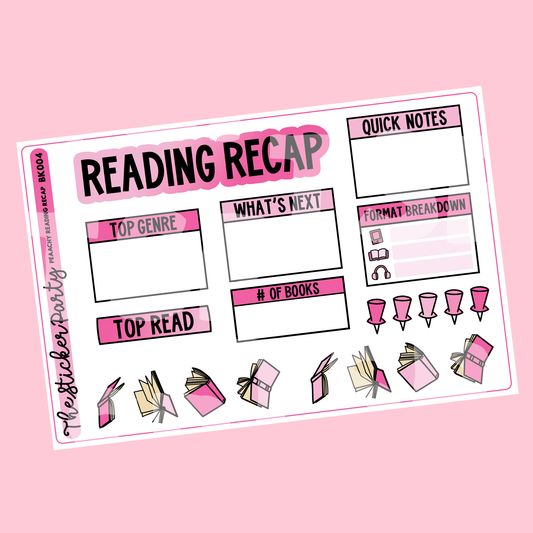 Pink Reading Recap Planner Stickers