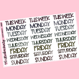 Doodle Weekdays Planner Stickers