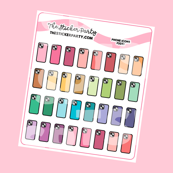 Rainbow Phone Icons Planner Stickers