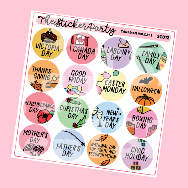Canadian Holidays Planner Stickers