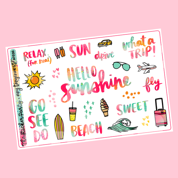 Summer Quotes & Deco Amy Tangerine Collab Planner Stickers | 2 Pages