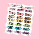 Katie K Collab Rainbow Abbreviated Weekdays Planner Stickers