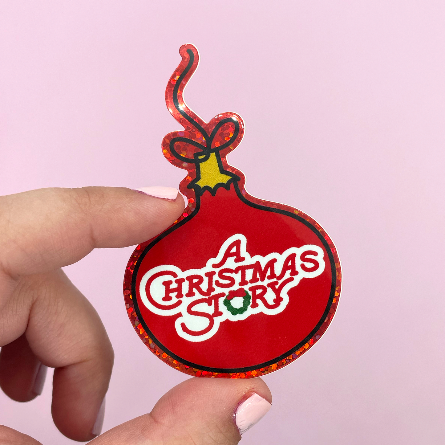 A Christmas Story Christmas Movie Glitter Die Cut Sticker