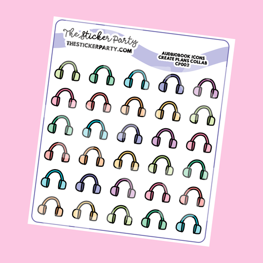 Audiobook Icons Planner Stickers | Create Plans Collab