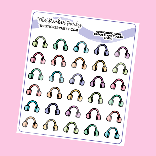 Audiobook Icons Planner Stickers | Create Plans Collab