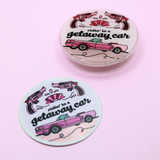 Getaway Car Glitter Die Cut Sticker