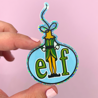 Elf Christmas Movie Glitter Die Cut Sticker