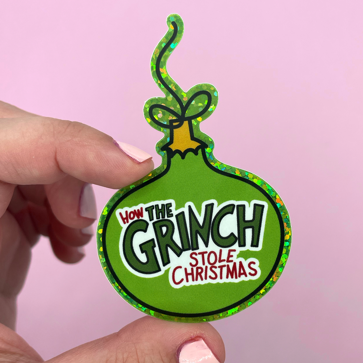 The Grinch Movie Glitter Die Cut Sticker The Sticker Party