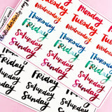 Amy Tangerine Collab Weekday Scripts Planner Stickers