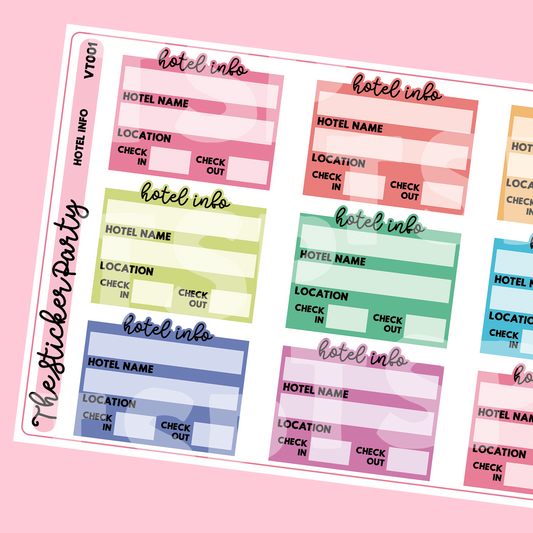 Hotel Info Planner Stickers