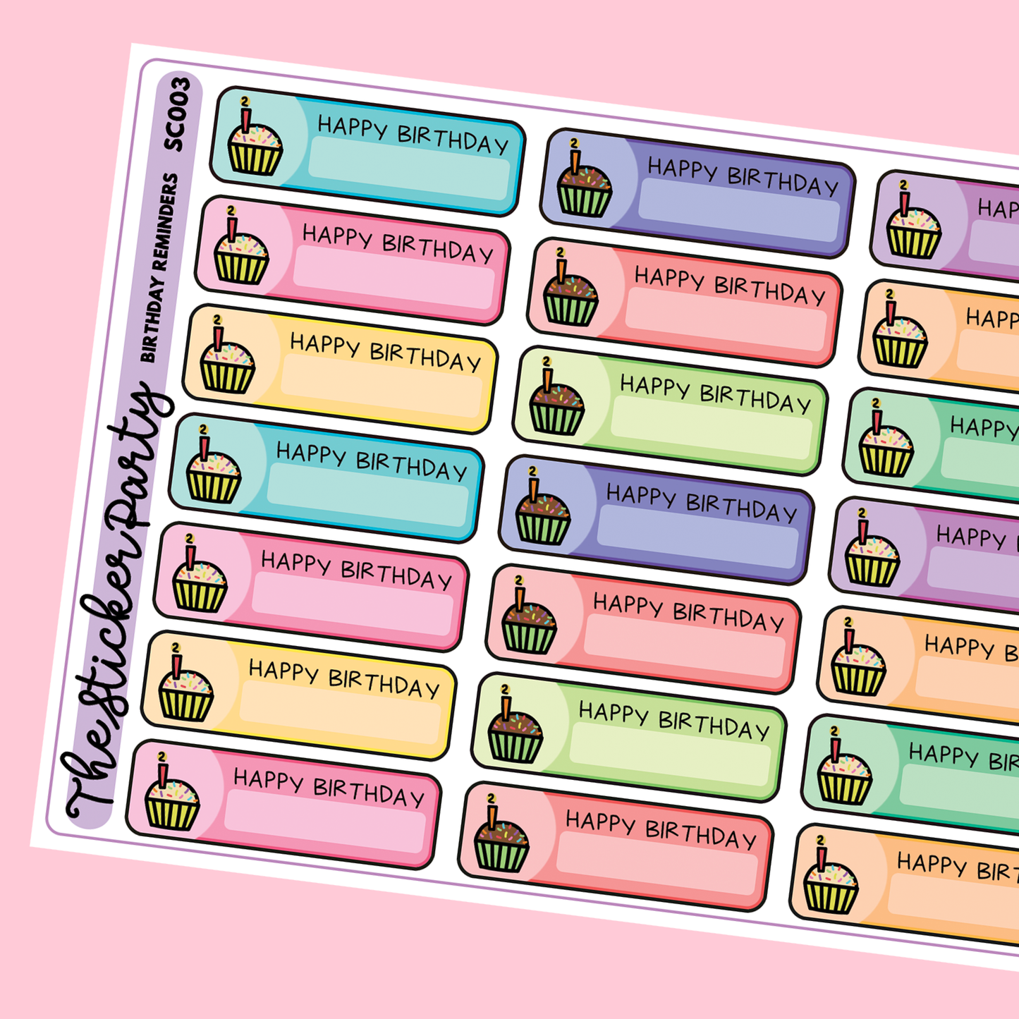 Birthday Reminder Planner Stickers Birthday Planner Stickers