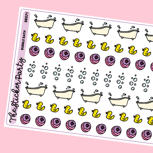 Bubble Bath Planner Stickers | Self-Care Stickers Pamper Evening