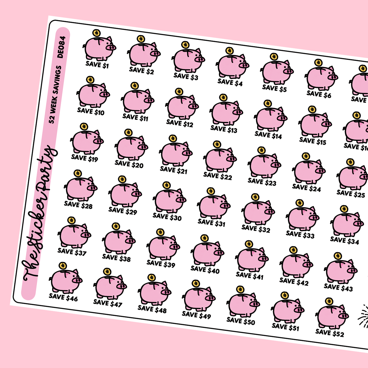 52 Week Saving Plan Planner Stickers Money Saving Stickers