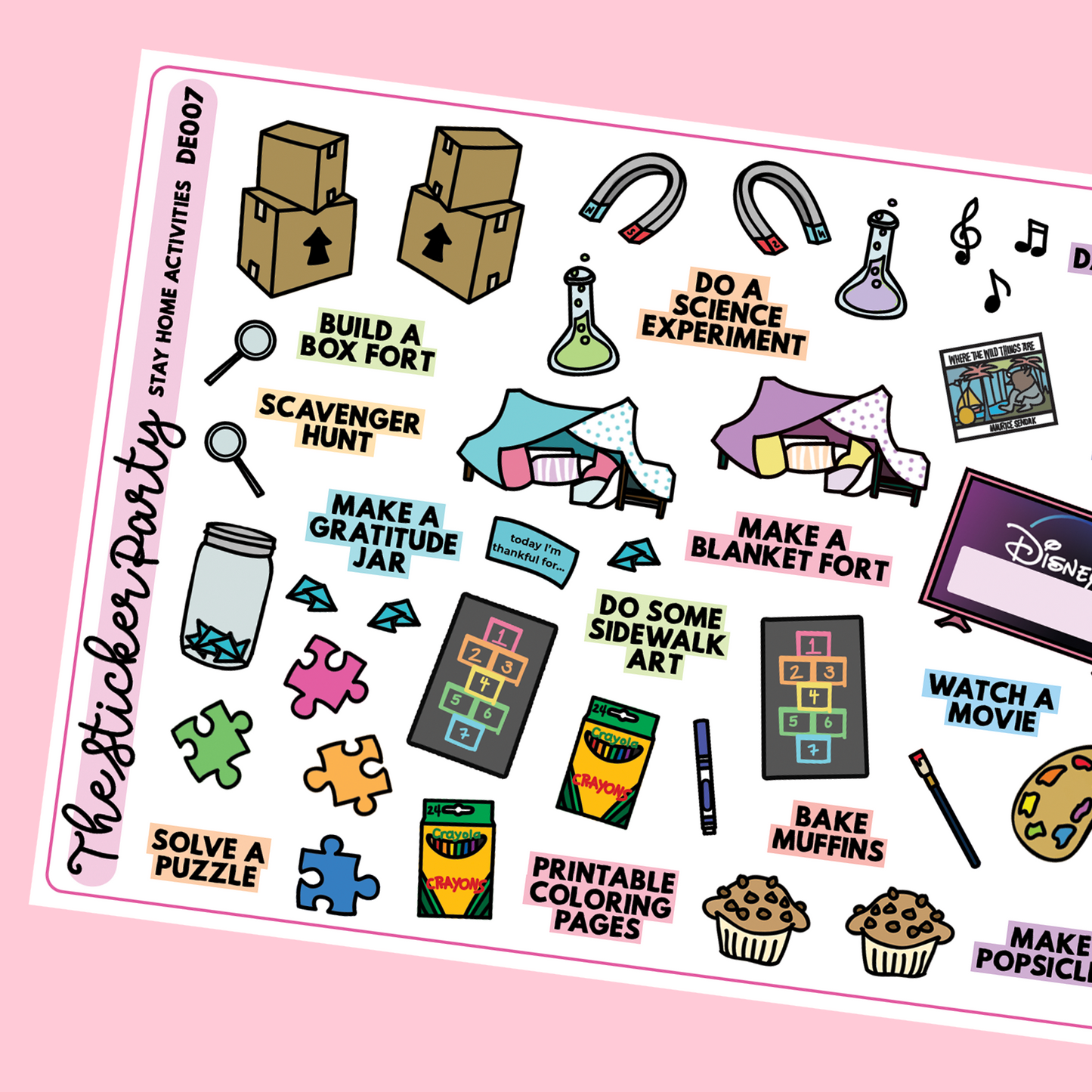 At-Home Activities for Kids Bucket List Kids Activities Sticker Sheet