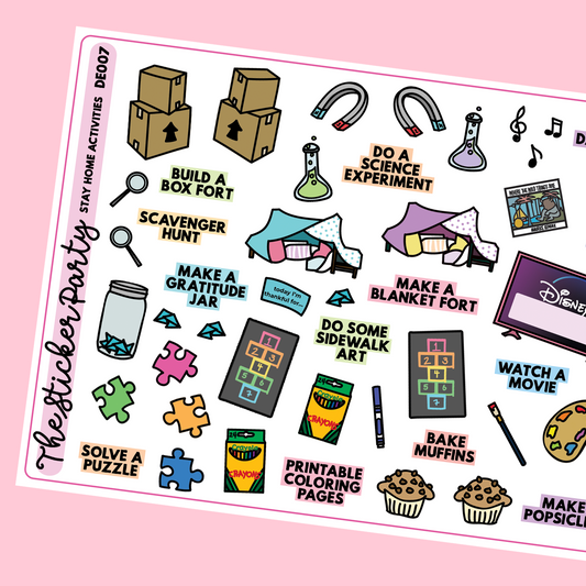 At-Home Activities for Kids Bucket List Kids Activities Sticker Sheet