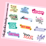 Romantic Comedy Movie Planner Stickers | Rom Com Stickers Movie Night