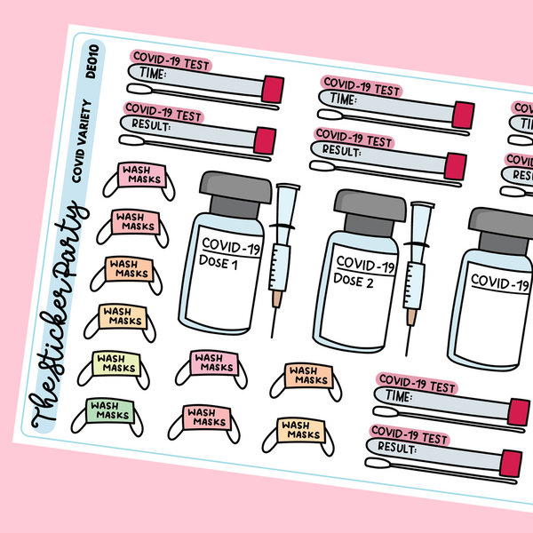 Covid-19 Variety Sheet Covid Planner Stickers