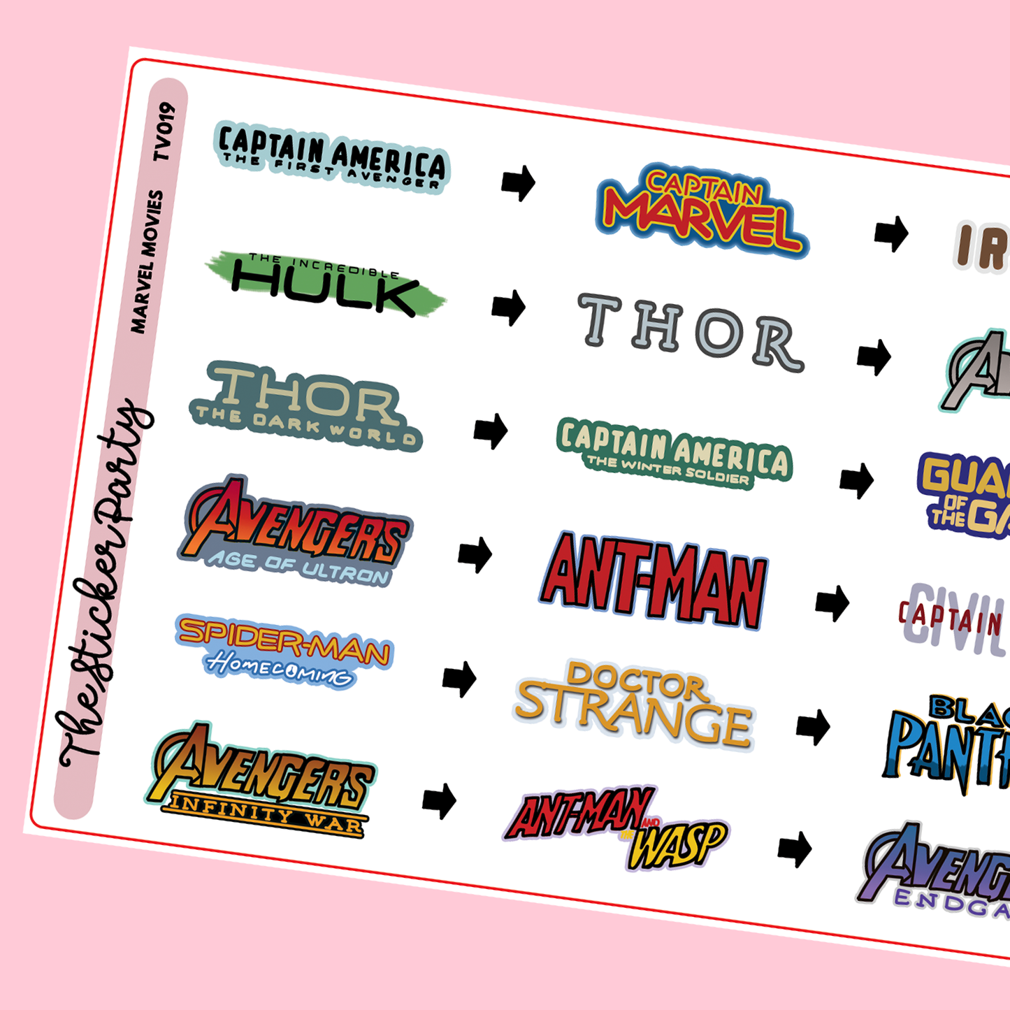Super Hero Planner Stickers Super Hero Movies Chronological Order