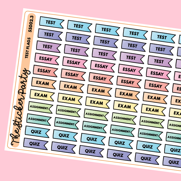 Test/Exam/Assignment Flags Planner Stickers