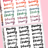 Amy Tangerine Collab Weekday Scripts Planner Stickers